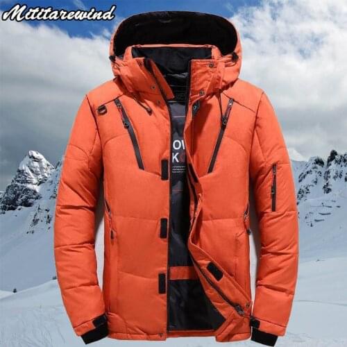 Winter Parkas Men Down Jacket Male White Duck Down Jacket Windbreaker Hooded Outdoor Thick Warm Padded Snow Jacket Men M-4XL