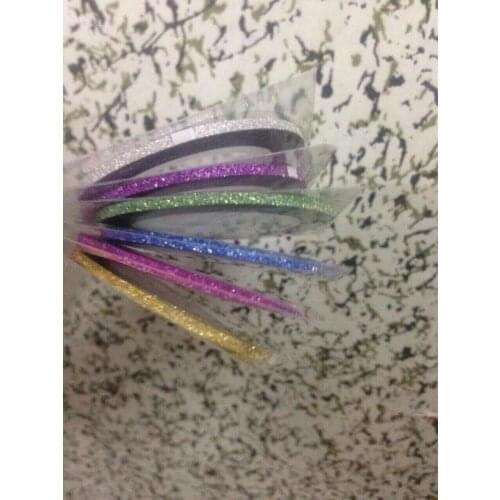 1pcs 3MM Glitter Gold/Silver/Pink/Purple/Blue/Green Adhesive stripping tape nail art metalic yarn nail art sticker