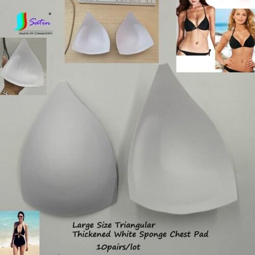 10pairs High Quality Large Triangular Thickened White Sponge Chest Cup Pad Women Swimsuit Bikini Underwear Skirt Deep V Bra