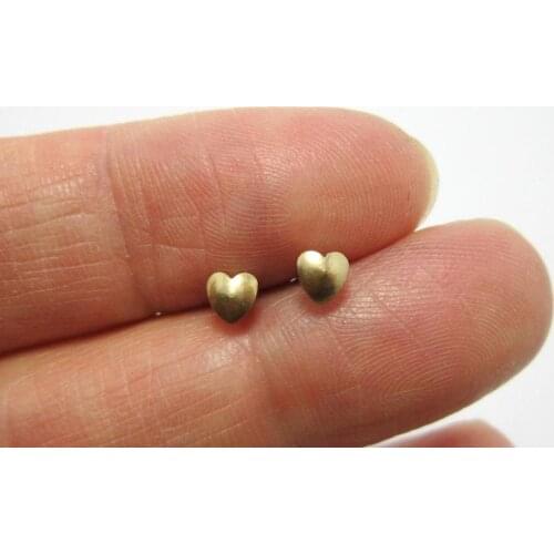 10pcs Brass ear post 4x4mm Heart shape brass stud earrings findings R1056
