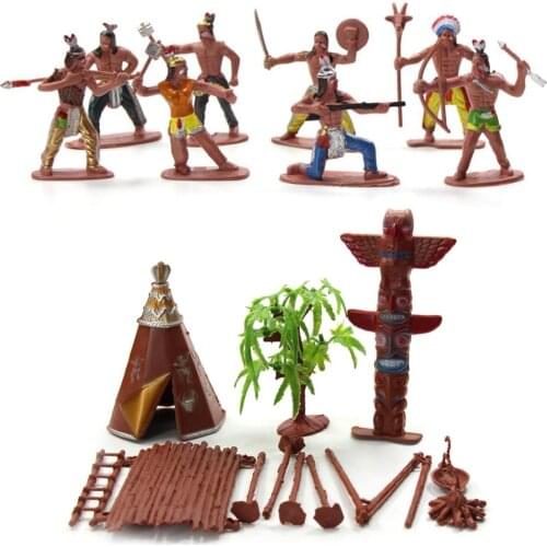 13Pcs/Set Indian Tribes Figures Model Home Desk Decor DIY Scenery Accessory educational toys birthday gifts