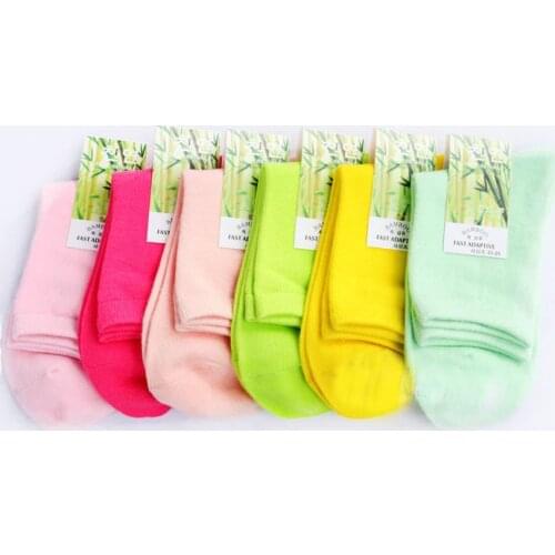 3Pairs Fashion Brand Women Bamboo Fiber Crew Socks Female Spring Summer Soft Breathable Solid Candy Color Polka Dot Casual Socks