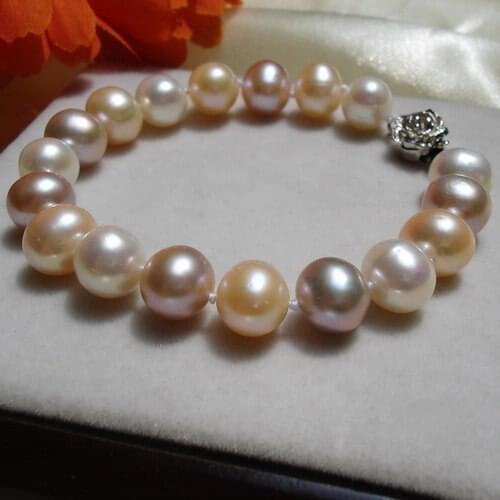 9-10MM Super Big Size 100% Genuine Natural Freshwater Pearl Bracelet Classical Bangle Fashion Jewelry, 30pcs/lot+Free Shipping
