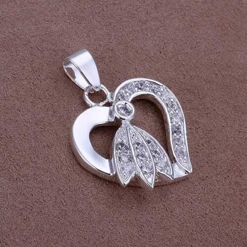 925 jewelry silver plated Jewelry Pendant Fine Fashion Cute Clover Heart Necklace Pendants Top Quality CP307