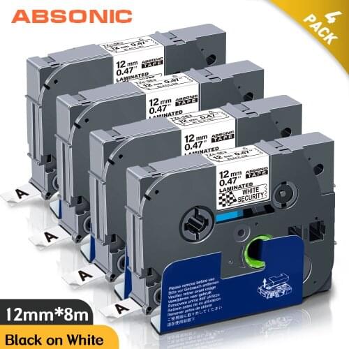 Mixed Set 1/2" 12mm*8m Compatible Brother TZe-SE3 Black on White Security Tapes TZe SE3 Pirnter Ribbon for P-touch PT-1000 Maker