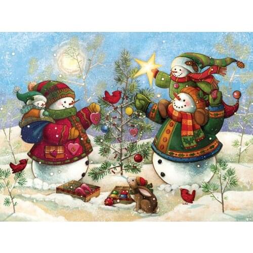 Snowman Family & Star 5D Diamond Painting Decorated Embroidery Full Drill Cross Stitch Home Decoration Christmas Gift