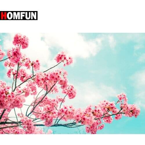 HOMFUN Full Square/Round Drill 5D DIY Diamond Painting "Pink flower" Diamond Embroidery Cross Stitch Home Decor Gift