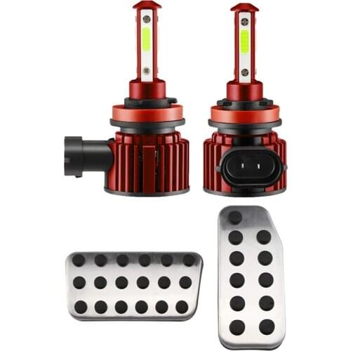Car Pedals Gas Brake Clutch Accelerator Pedal Pad Plate Cover with 4-Sides H8 H9 LED Combo Head Light High/Low Beam Bulb