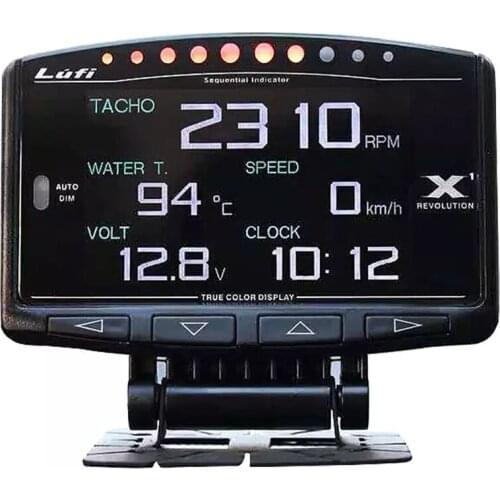 Lufi X1 OBD2 Car Speedometer Boost-Gauge Water Temp Air/Fuel Oil Temp Exhaust Gas Temp LED Multifuntion Gauge Tachometer
