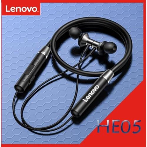 Lenovo HE05 Bluetooth Headset Suitable for OPPO Xiaomi Vivo Headset 5.0 Hanging Neck Sports Waterproof and Sweatproof Headset