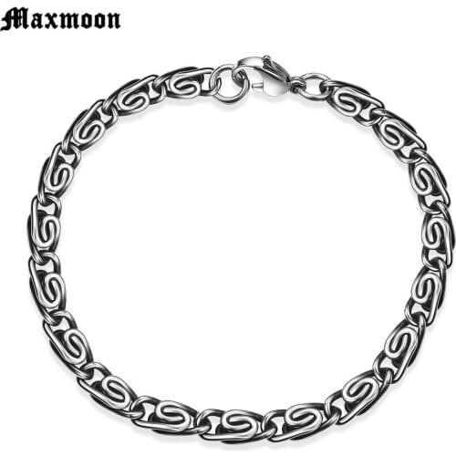 Maxmoon pulseira masculina Stainless Steel bracelets S.steel Link Chain Bracelets bangle For MENS Jewelry gift Good quality