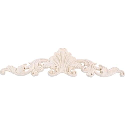 Wholesale HOT-30*8*1cm Wood Carved Corner Onlay Applique Frame Decor Furniture Craft Unpainted