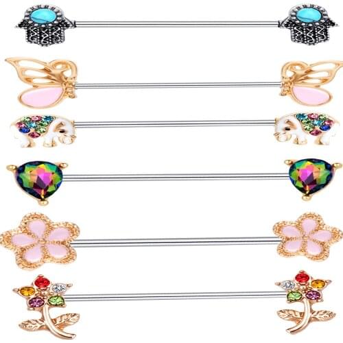 Fanpeijy 2Pcs Steel Industrial Piercing Ear Cartilage Stud Earring Barbell Straight Body Jewelry 38mm Conch Jewelry