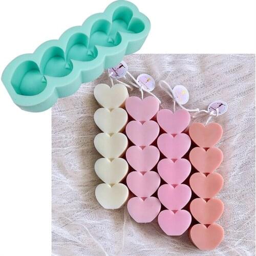 5 Love Scented Candle Mold Long Mousse Forms For Mold Home Furnishing Silicone Mold Decoration Silicone Mould Handmade Tools