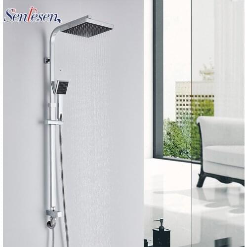 Senlesen Chrome Shower Faucet Set Wall Support Rainfall Faucets Hot and Cold Bath Mixer Tap Brass Para Bathroom