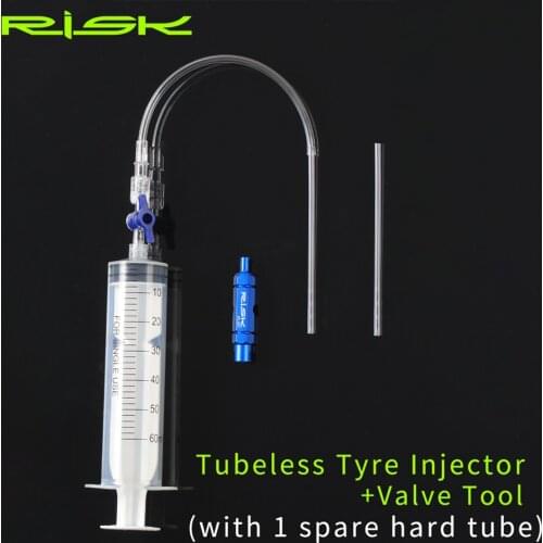Bicycle Tubeless Tire Liquid Injection Tool 60ML BikeTire Tubeless Sealant Injector Syringe Rubber Hose Kit For Bike Repair Tool