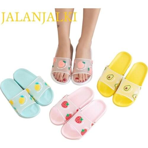 JALANJALKI Ladies Slippers Candy Color Fruit Upper Women Sandals Soft EVA Falt Sole Outdoor Shoes Non-slip Casual Femal Slippers
