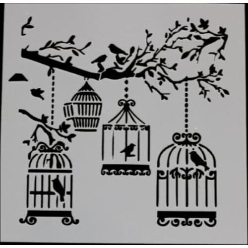 Caged Bird DIY Scrapbooking Photo Album Decorative Embossing Paper Cards Making Template Drawing Sheet Stencil Bullet Journal