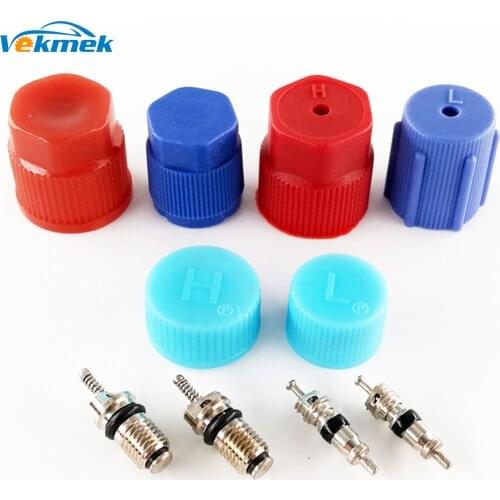 10pcs Auto A/C System Service Kit Caps & Valve Cores AC Rapid Seal Kit for Honda Toyota Cadillac Car Air Conditioning Parts