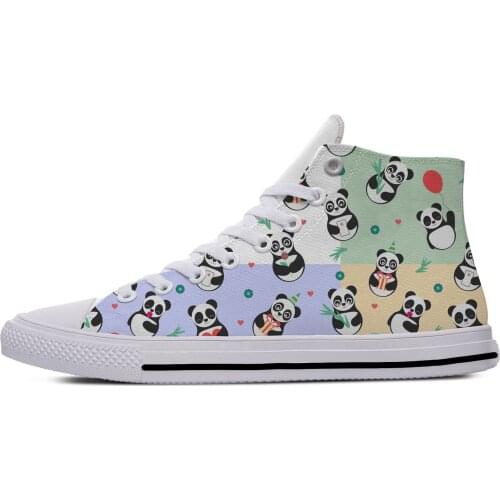 Panda Cartoon Aesthetic Funny Vogue Cute Casual Cloth Shoes High Top Lightweight Breathable 3D Print Girl Female women Sneakers