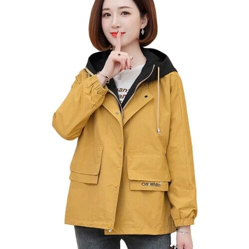 2020 Autumn New Women Jacket Long Sleeve Casual Coat Hooded Zipper Jackets Female Windbreaker Streetwear Outerwear Tops E22