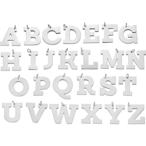 Lyvior Titanium Steel Letter Dog Tag Pendant High-grade Polished Stainless Steel with Initial Alphabet 26 Letters Jewelry