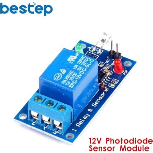 12V Photodiode Sensor Module Optical Switch Light Detection Sensor Module 1 Channel Relay Module