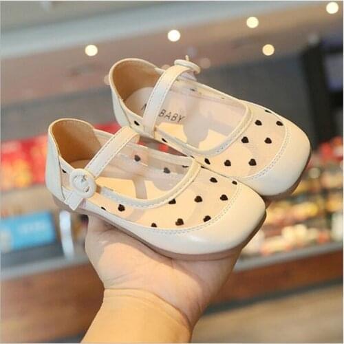 New 2021 Girls Fashion Polka Dot Net Yarn Breathable casual shoes Girls' soft bottom non-slip princess Single shoes