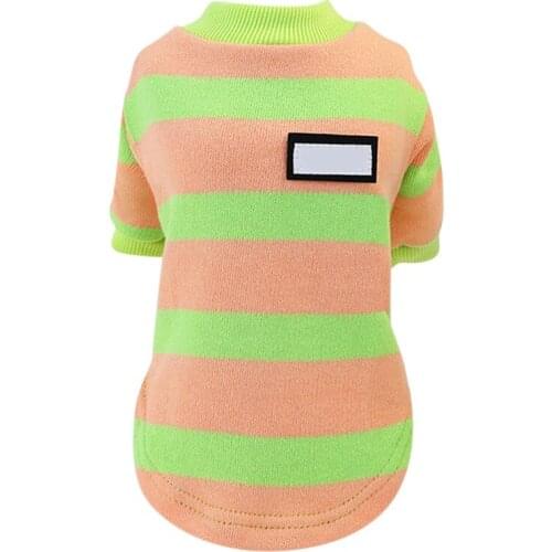 Pet Autumn Winter Warm Sweater Fashion Soft Fleece Clothes Small Dogs Cat Stripe Candy Color Dog Sweater Coat