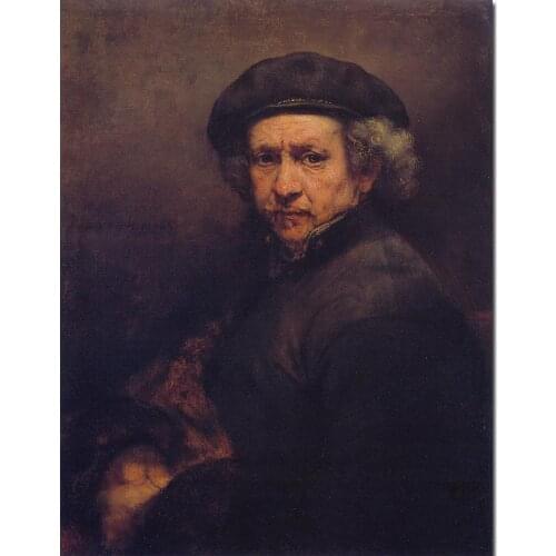 Portrait Artist Rembrandt van Rijn Paintings Self Portrait with Beret and Turned Up Collar High quality Hand painted