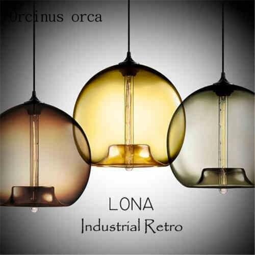 Retro transparent glass small chandelier single head restaurant bar modern goldfish bowl Cafe simple