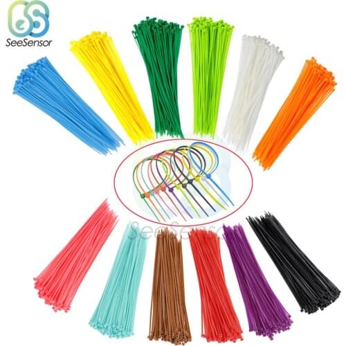 100pcs 200mm Self-locking Nylon Cable Ties 8 inch 12 color Plastic Wire Zip Tie 18 lbs Binding Wrap Straps