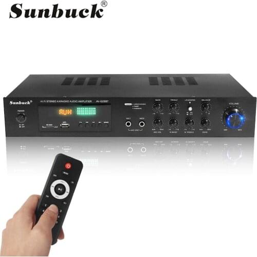 SUNBUCK Audio AV-628BT Bluetooth Sound Power Amplifier 2000W AC 110V 220V HiFi Stereo Audio Class D Amp Bass Treble For Speakers