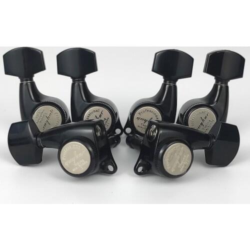 Guyker Guitar Locking Tuners 3L+3R-1:21 Ratio Lock String Tuning Key Pegs Machine Heads with Hexagonal Handle Replacement