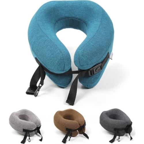 Adjustable U Shape Memory Foam Travel Neck Pillow Foldable Head Chin Support Cushion for Sleeping on Airplane Car Office Pillows