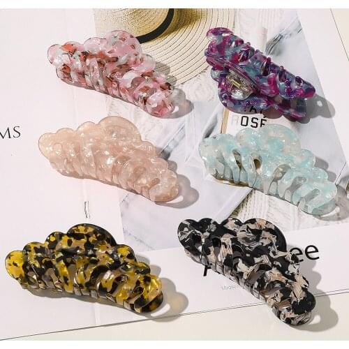 Fashion New Medium Size 9.5cm Acrylic Acetate Hair Claw Clip Ins Geometric Crab Colorful Clamps for Women Hair Accessories