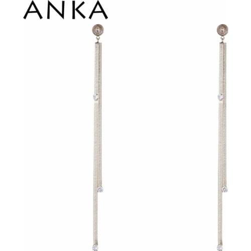 ANKA Long Pendant Drop Earrings Zircon Fine Finish For Women Gift #142312