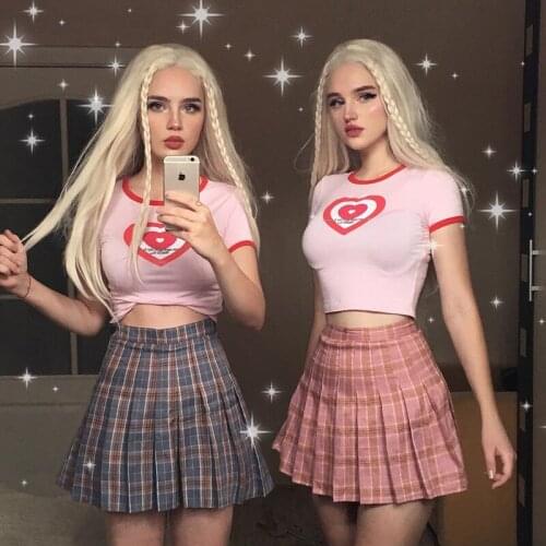 2021 New Style WomenS Pleated Skirt Fashionable Check Pattern Printing Side Zipper Check Pattern Women Kawaii A-Line Skirt