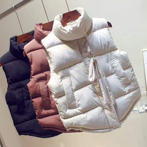 Womens Warm Solid Stand Collar Vest Waistcoat Autumn Winter Zipper Pocket Vests Female 2020 Casual Ladies Sleeveless Coats