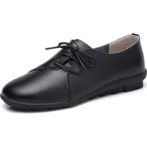 Autumn zapatos mujer Female Genuine Leather Lace Up Casual Shoes Women Flats Shoes Woman Moccasins Size 35-41 XKD1110