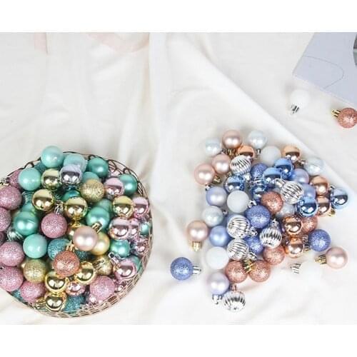 1 Box 5 Styles Glitter Xmas Tree Decoration Baubles Sparkling Christmas Ball Hanging Ornaments Home Party Festival Decoration