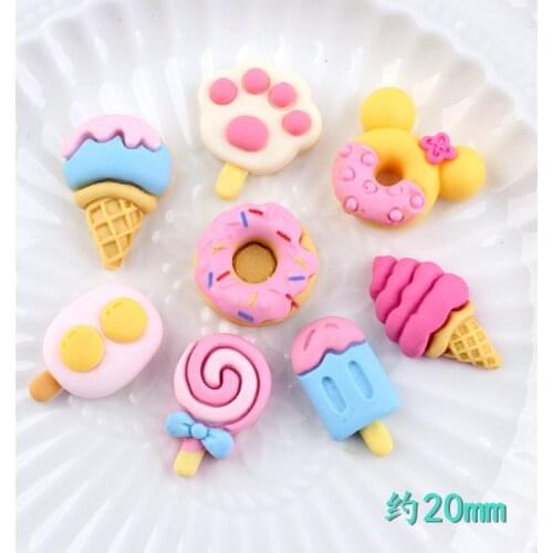 16Pcs Simulation Ice Cream Donuts Charms Flatback Cabochon For Jewelry Making DIY Scrapbooking For Embellishments Accessories