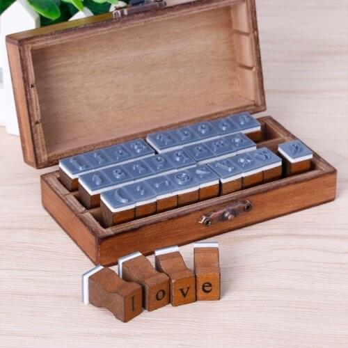 30pcs Retro Alphabet Letter Uppercase Lowercase Wooden Rubber Stamp Set Craft Dropship