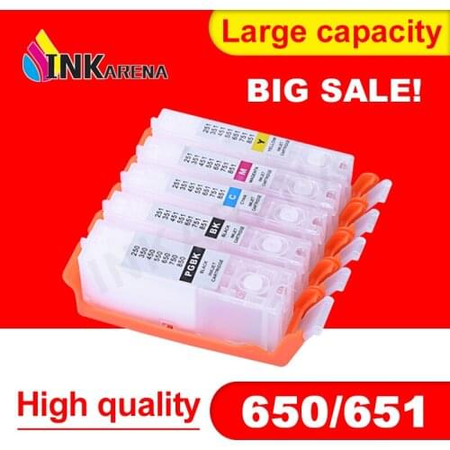 5 Color PGI650 CLI651 Refillable Ink Cartridge for Canon Pixma IP7260 MG5460 MX726 MX926 MG6460 MG5560 Printer PGI-650 Empty