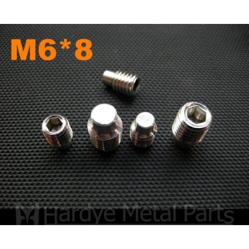 500pcs/lot M6*8 DIN915 Stainless steel hex socket set screw with dog point