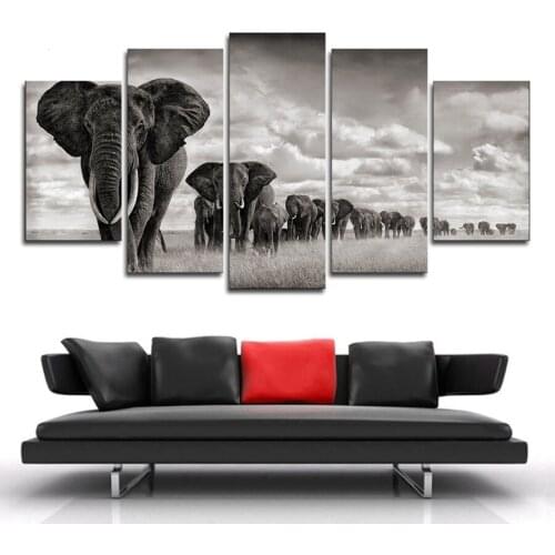 5D DIY Diamond Painting Cross Stitch kit 5pcs set Elephant Walking On The Grassland Full diamond Embroidery Diamond Mosaic Decor