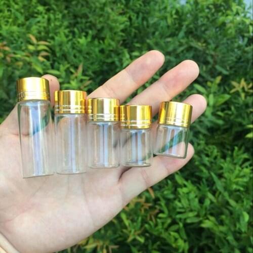 Jars Glass Bottles with Aluminium Gold Screw Caps Empty Glass Bottles 5ml 6ml 7ml 10ml 14ml Crafts Bottles 100pcs Free Shipping