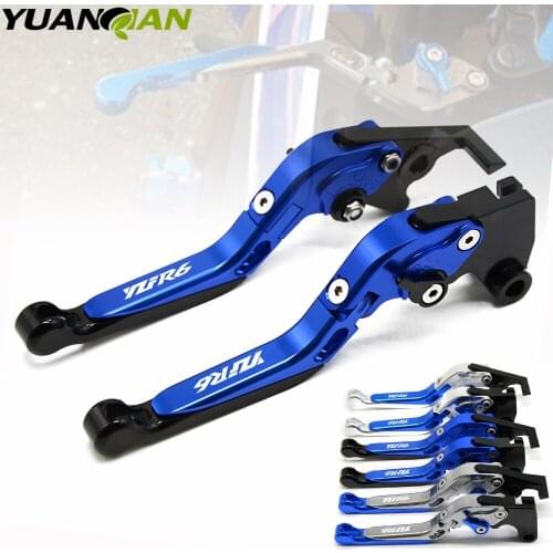 CNC Adjustable Foldable Extendable Motorbike Brakes Clutch Levers For YAMAHA R6 YZF600 YZF-R6 2005-2016 (With Logo:YZF R6)