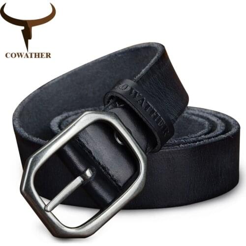 COWATHER top cow genuine leather belts for men vintage casual 100-130cm style male strap width 3.2cm craftsmanship FREESHIPPING
