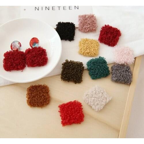 Diy jewelry making 50pcs/lot geometry square shape woolen/alloy materials charms earrings/garment pendants accessory